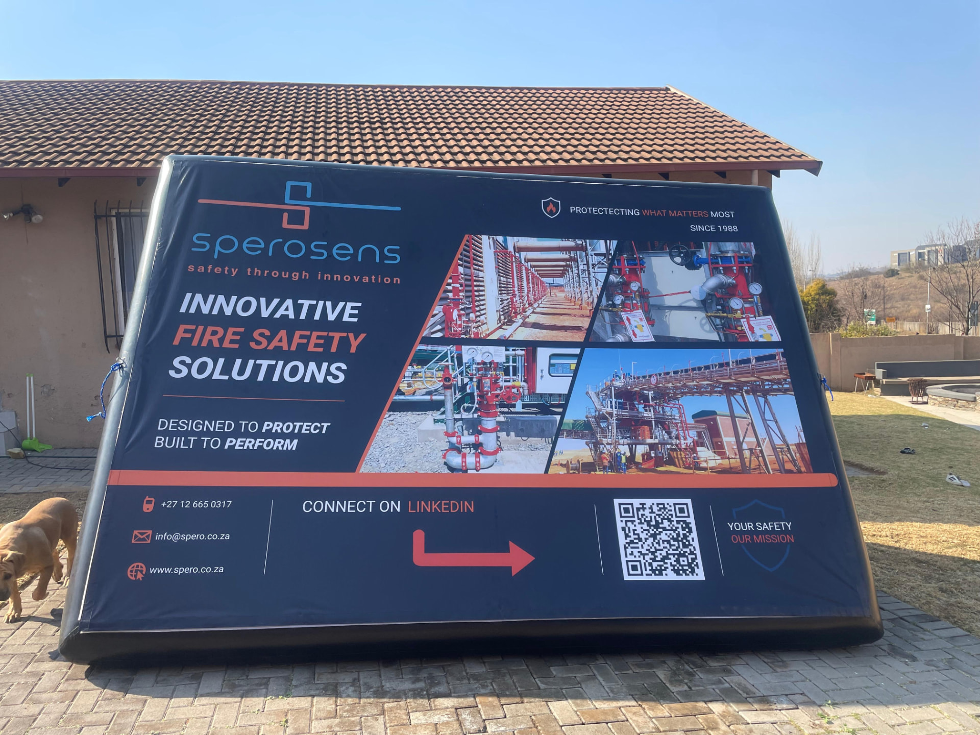 Inflatable Sperosens branded billboard set up outdoors